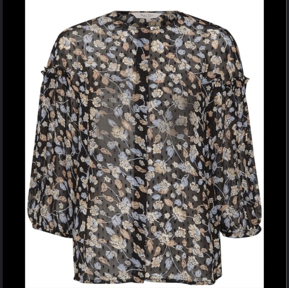 PART Two Copenhagen sheer printed blouse 40 Large